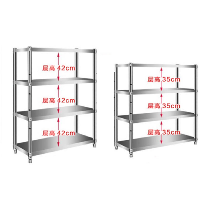 4层置物架落地多层不锈钢货架厨房用品家用大全3收纳微波炉锅架子高清大图