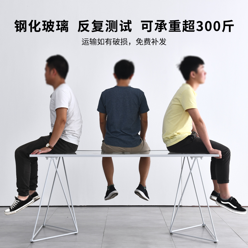 苏宁放心购北欧现代铁艺电脑桌书桌家用办公桌简易写字桌台简约钢化玻璃桌子A-STYLE家具