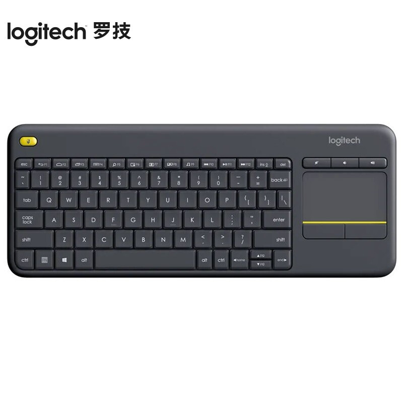 罗技K400 Plus无线键盘触控 触摸面板无线触控键盘电池紧凑型即插即用 黑色