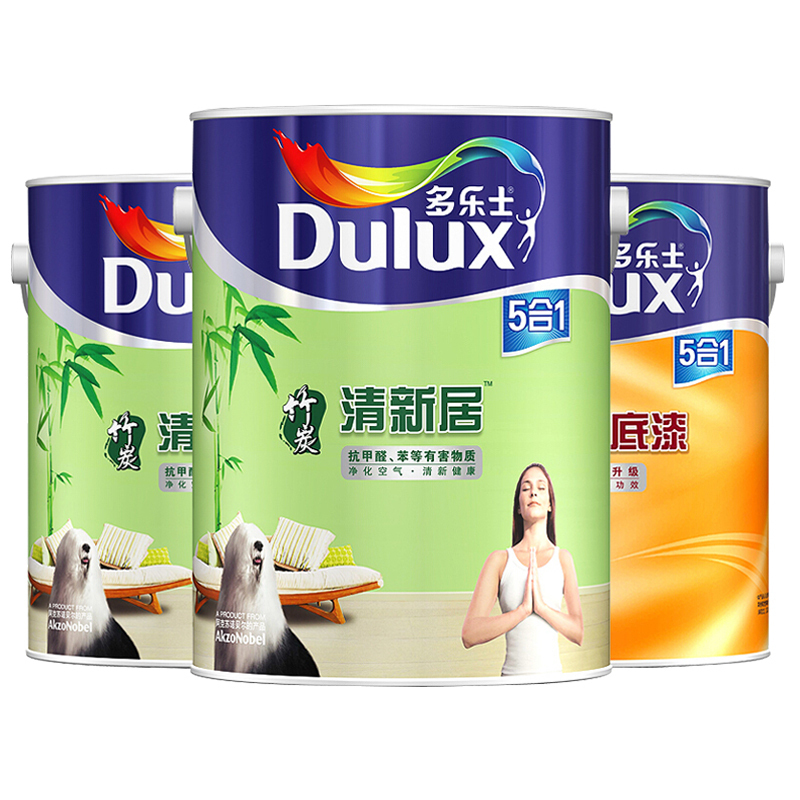 多乐士(Dulux) 竹炭清新居五合一内墙乳胶漆 墙面漆油漆涂料A895+A931 套装15L