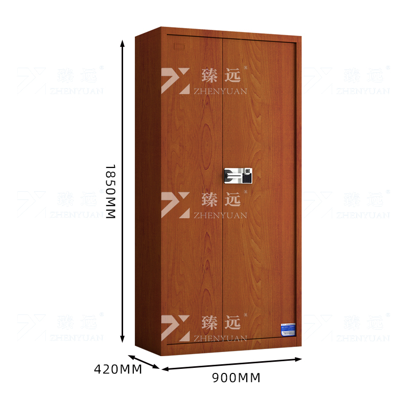 臻远 ZYJJ-80051 保密柜 红木纹通门智能指纹密码锁 长900*宽420*高1850 单位:1台高清大图