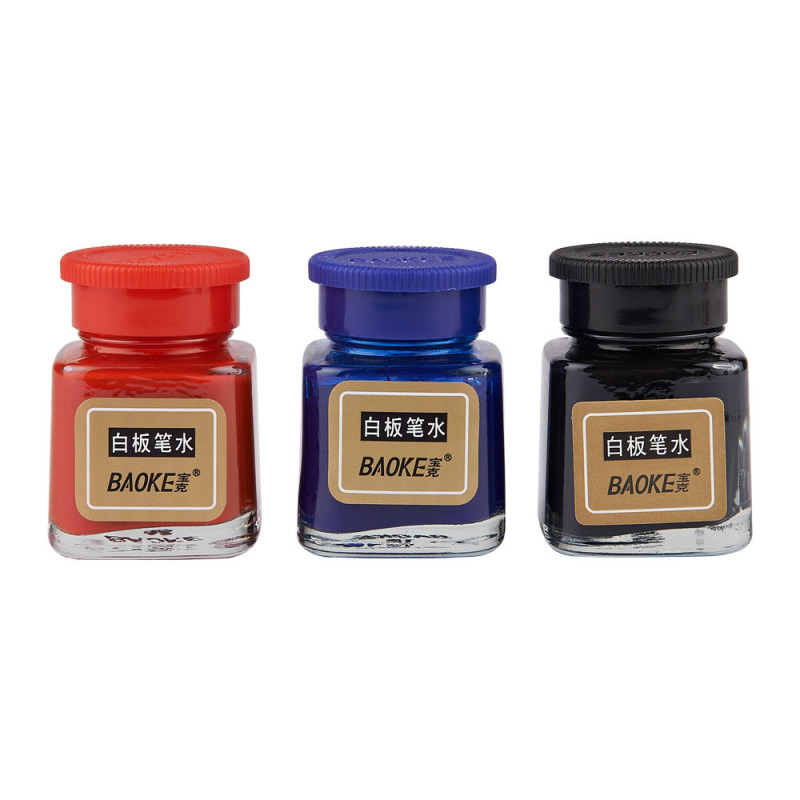 宝克(baoke) NO120白板笔墨水油性笔补充液易擦除 红蓝黑 25ml/瓶高清大图
