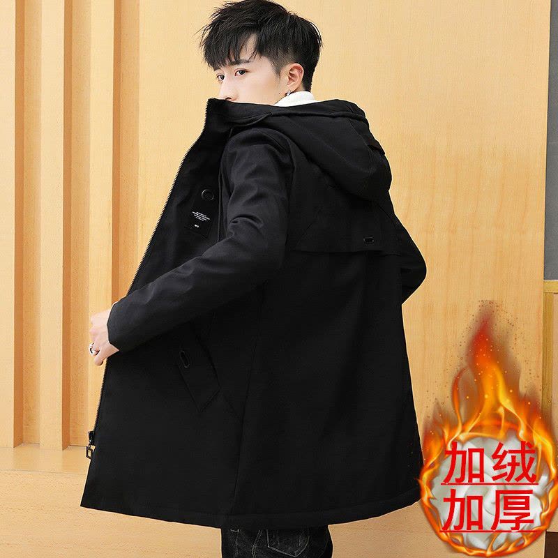 冬季棉衣男中长款连帽棉服加绒加厚保暖棉袄外套韩版厚薄外套男装莎丞图片