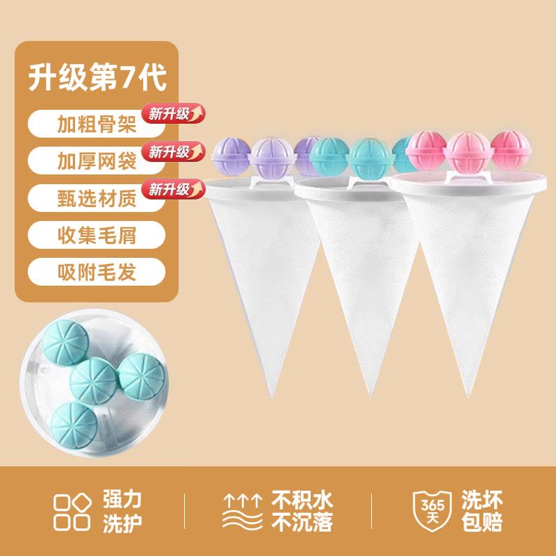 [补贴10%]洗衣机过滤网洗衣服去毛神器纸屑洗护球过滤毛絮通用网兜吸毛清洁 防护款1个装[随机]7代升级款 [送赠品]图片