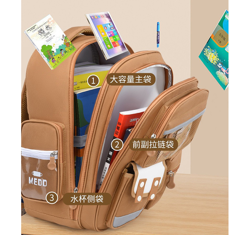 猎豹 护脊儿童书包配文具盒补习袋送挂件LBS-7/个高清大图