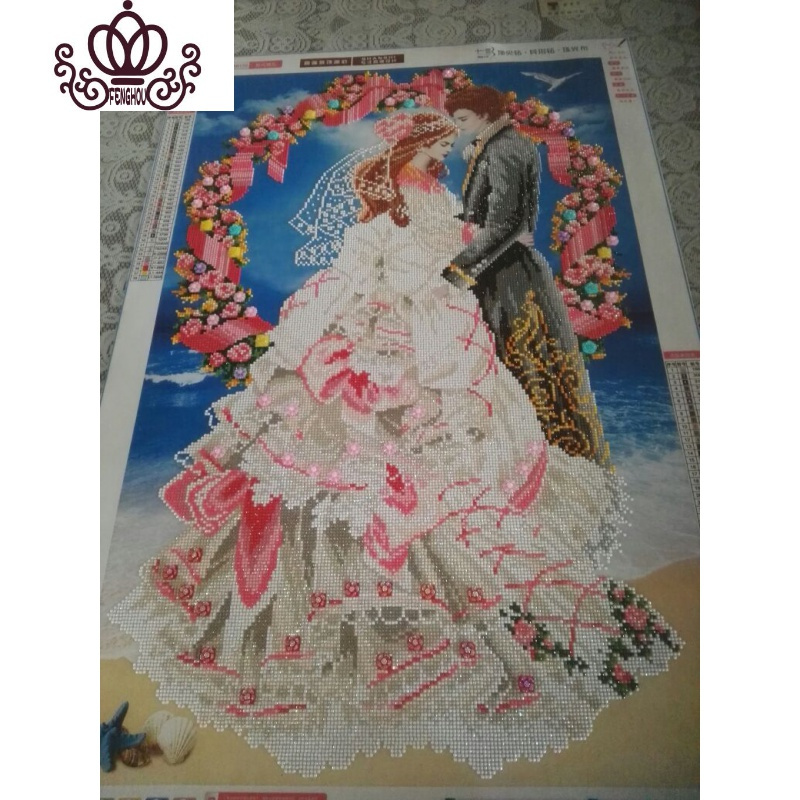 封后5D魔方异形圆钻石画砖石秀卧室十字绣点钻贴镶钻欧式婚礼结婚喜庆 异形钻非满钻]70*100厘米