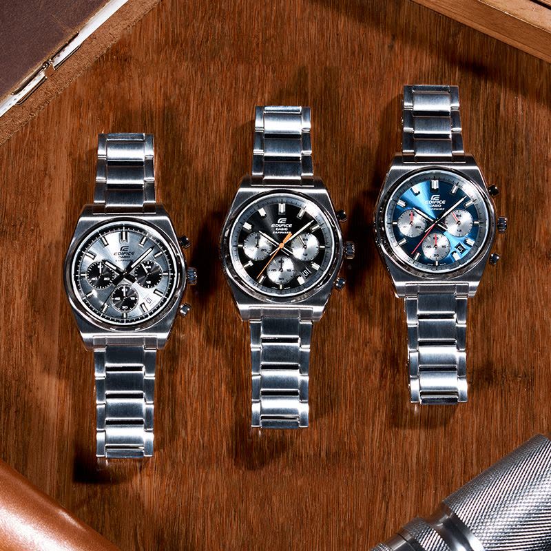 卡西欧旗舰店手表男正品Edifice限量商务简约三针蓝宝石镜面钢带防水男士电子日韩石英表 男EFB-730D图片