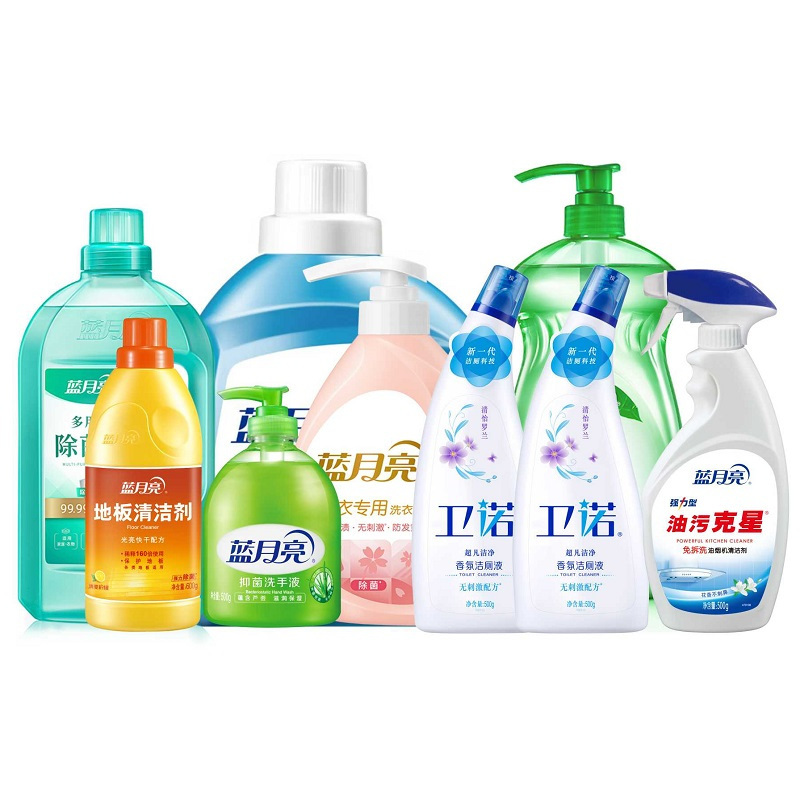 蓝月亮家清7.1kg套装:茉莉洗衣液+樱花内衣洗+多用途除菌液+洗洁精+芦荟洗手液+油污克星+清怡罗兰洁厕液+地板清洁剂