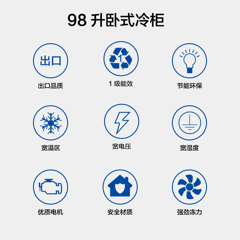 奥马（Homa） BC/BD-98 98升 一级节能 冷藏冷冻 卧式 家用 多用途冷柜（绿晶白）