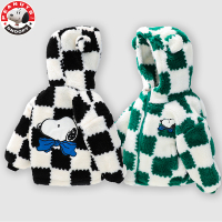 史努比(SNOOPY)男女中小童加绒外套秋冬季加厚儿童连帽棋盘格外套潮SXM143