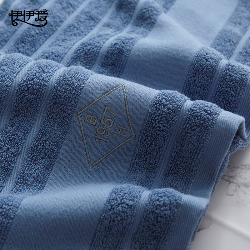 伊伊爱 YBH25225 波浪风防螨毛巾 蓝色高清大图