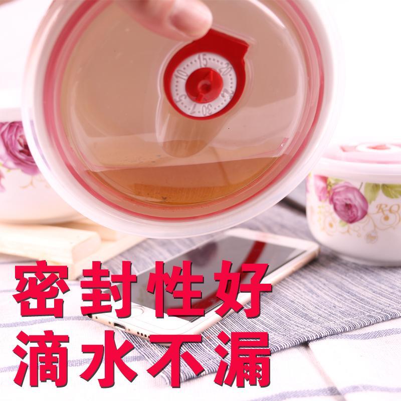 保鲜盒保鲜碗三件套装带盖圆形微波炉电冰箱专用陶瓷碗餐具密封盒