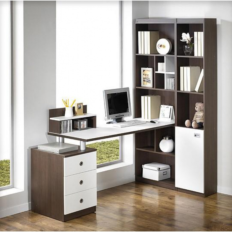 寻木匠电脑桌台式家用简约电脑桌转角书柜书桌书架组合办公桌写字台