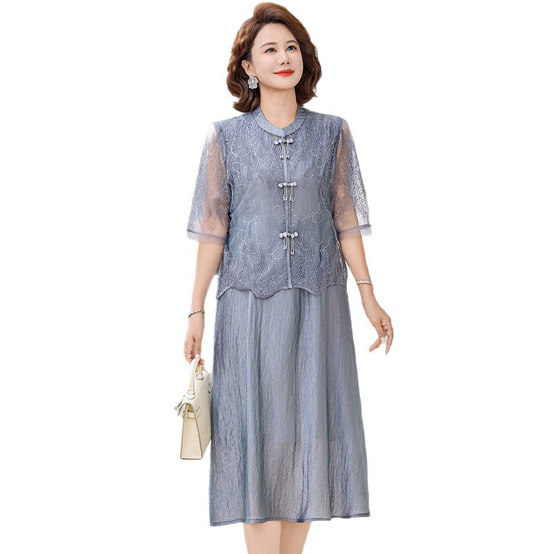 纤孜雅 新款妈妈装春夏时尚套装气质中年女装宽松两件套显瘦上衣裤子高清大图