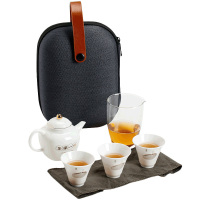 苏氏陶瓷 SUSHI CERAMICS 中国白旅行茶具套装羊脂玉便携式功夫茶具