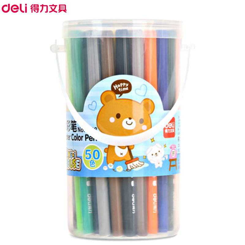 得力(deli)6988水彩笔50色/筒 可水洗彩笔 彩色画笔 绘画笔 涂鸦笔 学生文具 笔类