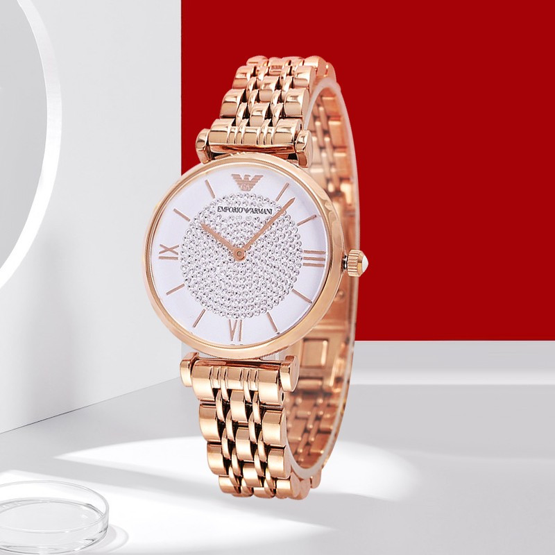 阿玛尼armani满天星手表明星同款钢质表带时尚休闲生日礼物ar11244