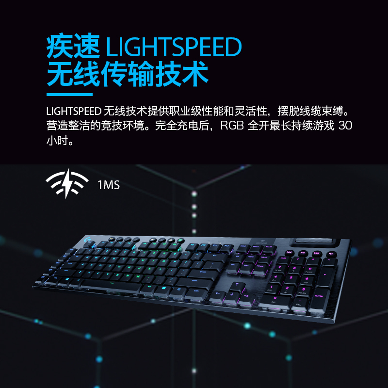 罗技(Logitech) G913 无线 RGB 机械游戏键盘矮轴 GL-C轴类青轴无线蓝牙双模游戏电竞超薄电脑吃鸡全