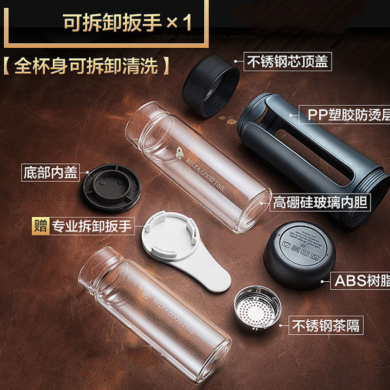 物生物/RELEA 420ML塑玻玻璃杯 男女士商务办公水杯 泡茶杯子