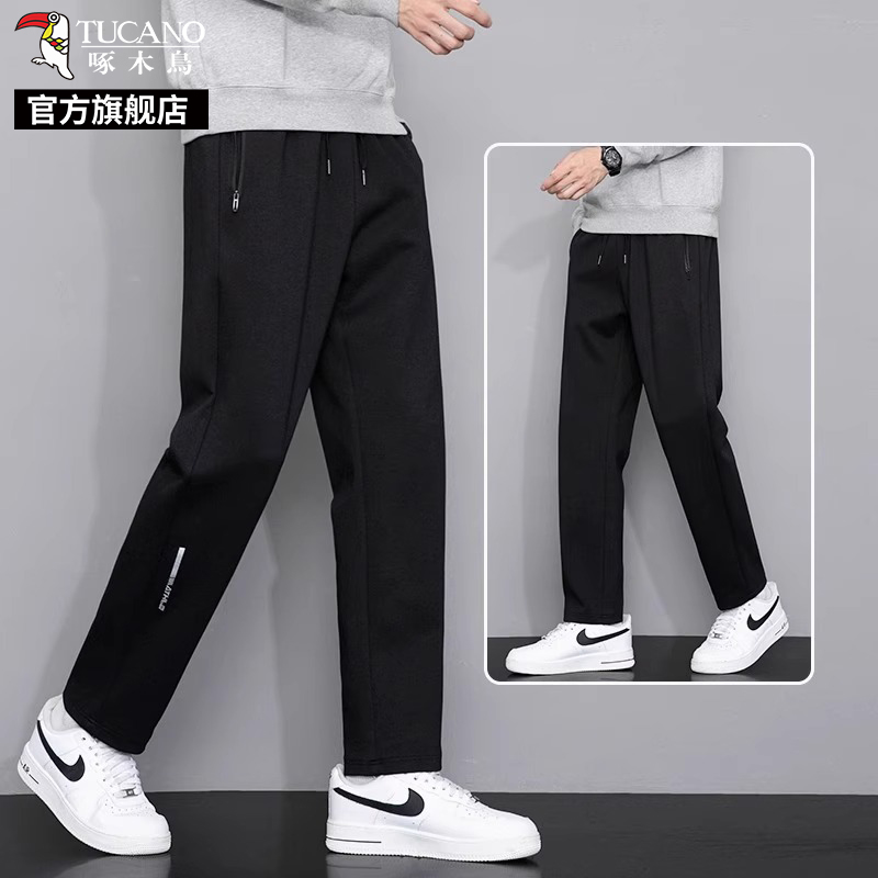 啄木鸟运动休闲裤男士2025年新款夏季薄款宽松束脚卫裤黑色裤2新高清大图