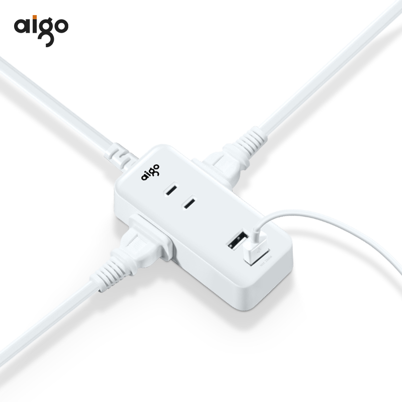 aigo爱国者插座 带线usb适配器 电源转换器 拖线板接线板 F0320白色