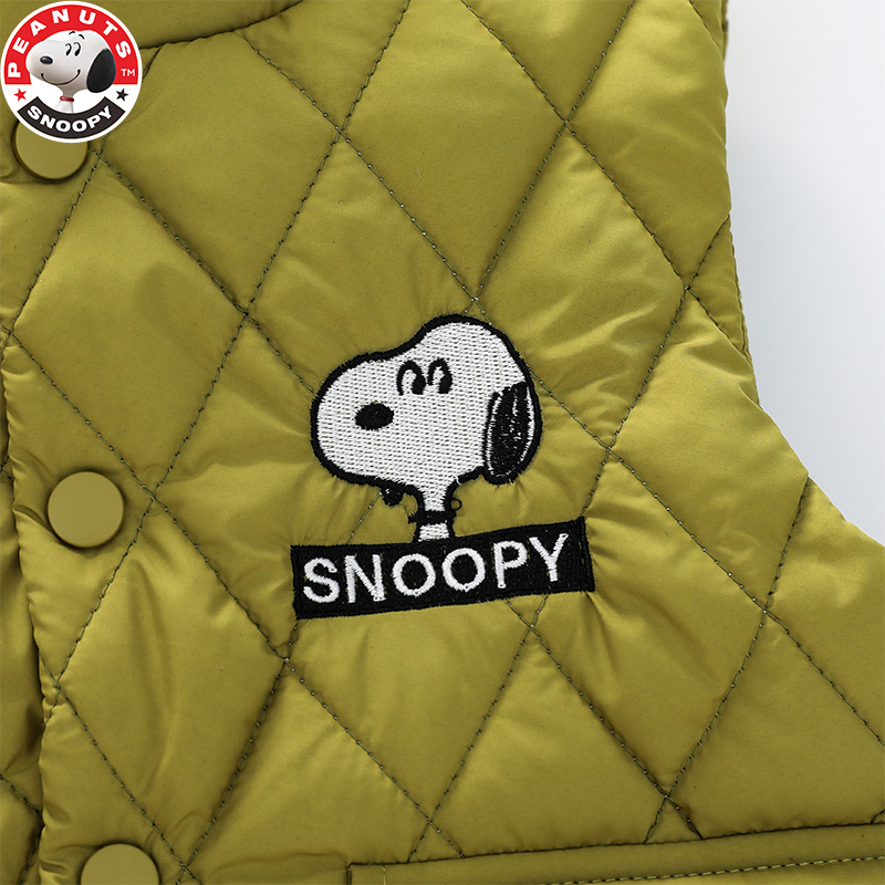 史努比(SNOOPY)童装儿童菱形格大口袋夹棉马甲男女同款秋冬马甲SXM326