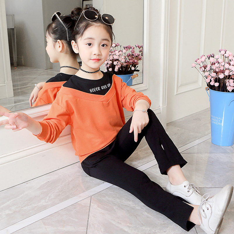 孩子衣服6岁7岁9岁童装时尚2019套装女童针织长袖学生两件套韩版洋气