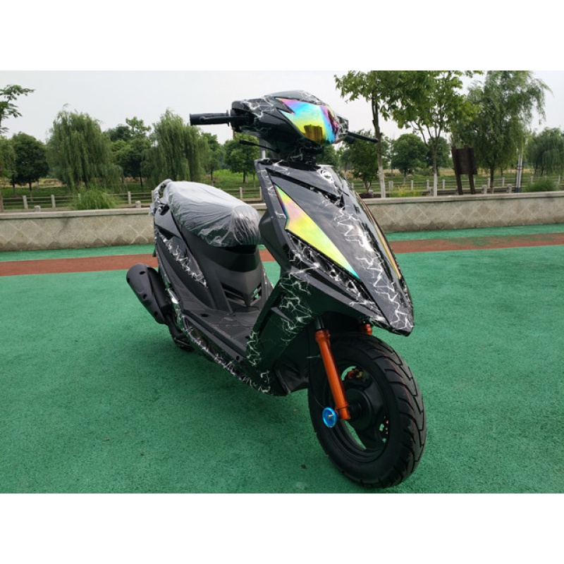 澳派改装鬼火摩托车125cc战速迅鹰小龟王踏板燃油摩托车整车可上牌 黑