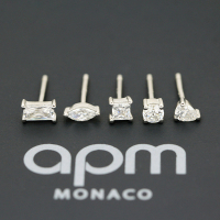 【apm MONACO】晶钻多形状耳钉组合女士气质穿孔S925银耳饰贵族首饰品 透明