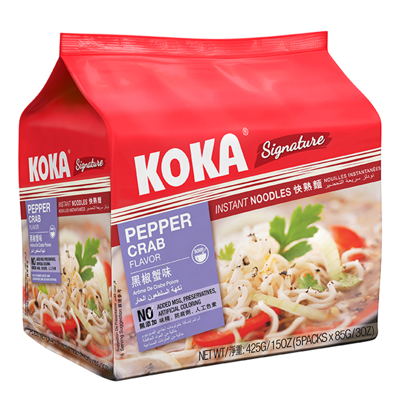 可口(KOKA)黑椒蟹肉味快熟面85g*5包 新加坡进口