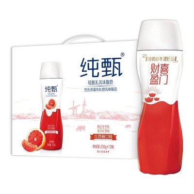 蒙牛 纯甄 高端轻酪乳 风味酸奶 西柚 230g*10瓶 礼盒装