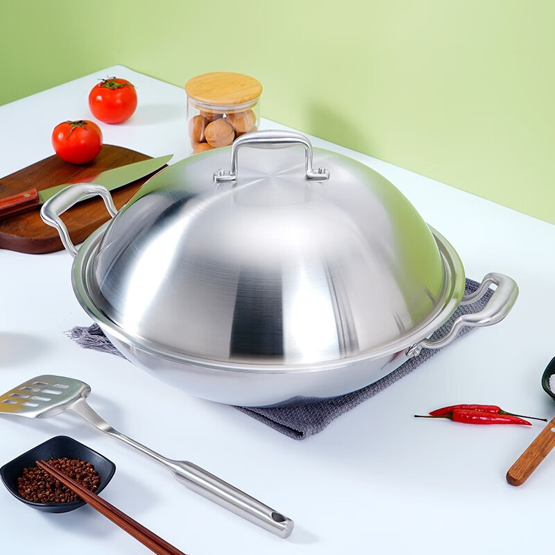 凌丰(linkfair)304不锈钢双耳炒锅加厚爆炒无涂层少油烟 lfcg-fx338sa