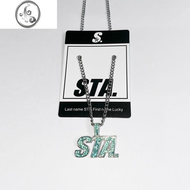 jimista限定带钻项链潮牌吊坠彩钻蓝白钻嘻哈锁骨男女饰品