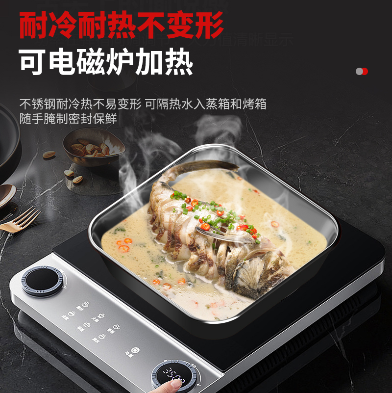 食品留样专用盒酒店食堂幼儿园食物取样盒厨房收纳分装盒菜品试吃厨房电器配件201#600ml长方形高清大图