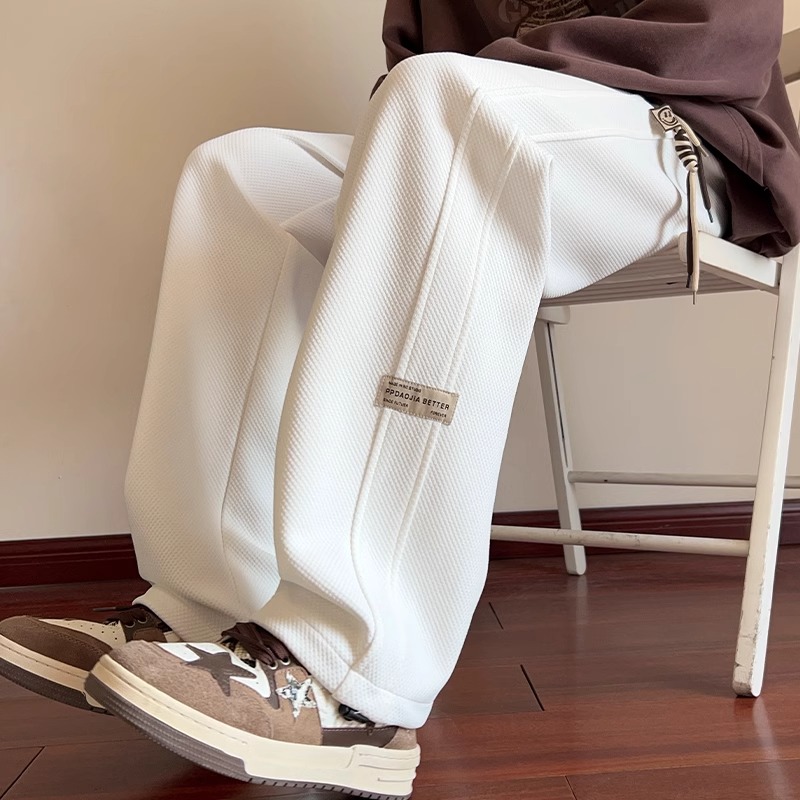 TUCANO啄木鸟男士休闲长裤秋冬季新款直筒运动卫裤宽松长裤子加绒 米白常规 4XL185斤-200斤