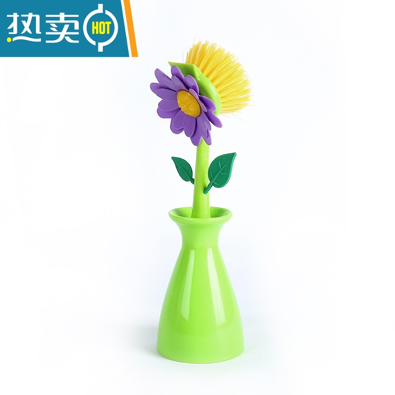 敬平卡通小花洗碗刷子厨房油烟机灶台面去污刷不伤锅刷家务劳保清洁刷 1个颜色随机高清大图