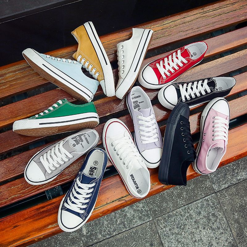 春秋新款学生帆布鞋女休闲情侣男女板鞋韩板透气小白鞋子高清大图