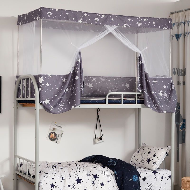 蚊帐学生宿舍上铺下铺带支架09m单人床寝室上下床寝室蒙古包纹帐