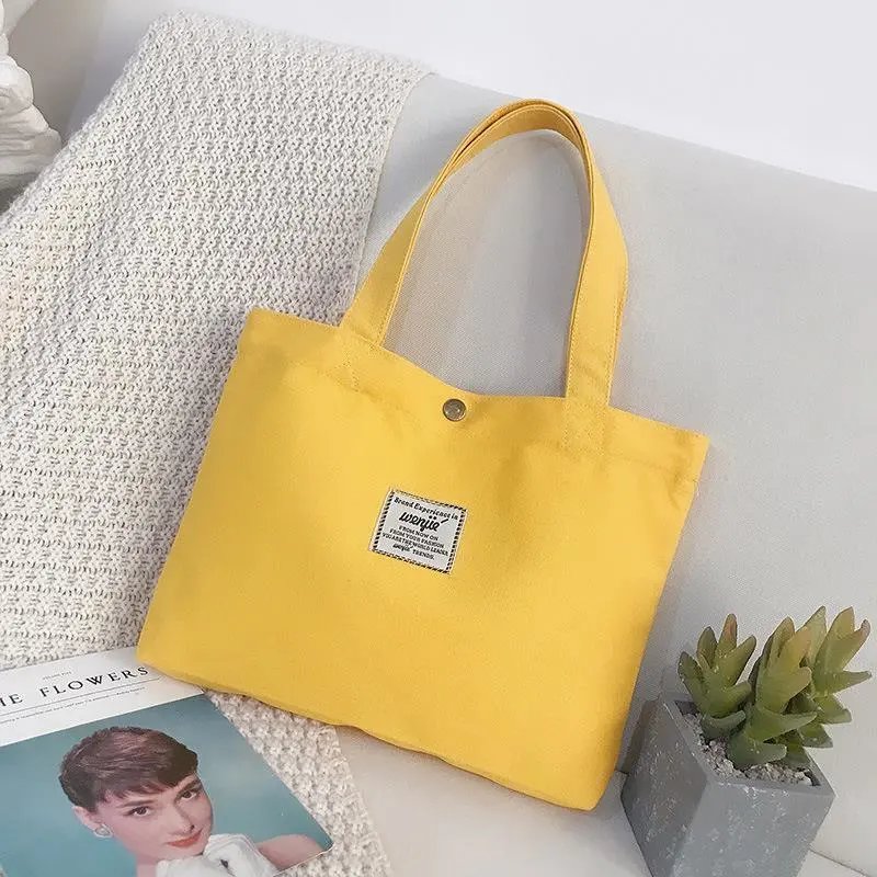 潮新款手提帆布包女单肩布袋文艺学生饭盒袋迷你小布包便当包帆布