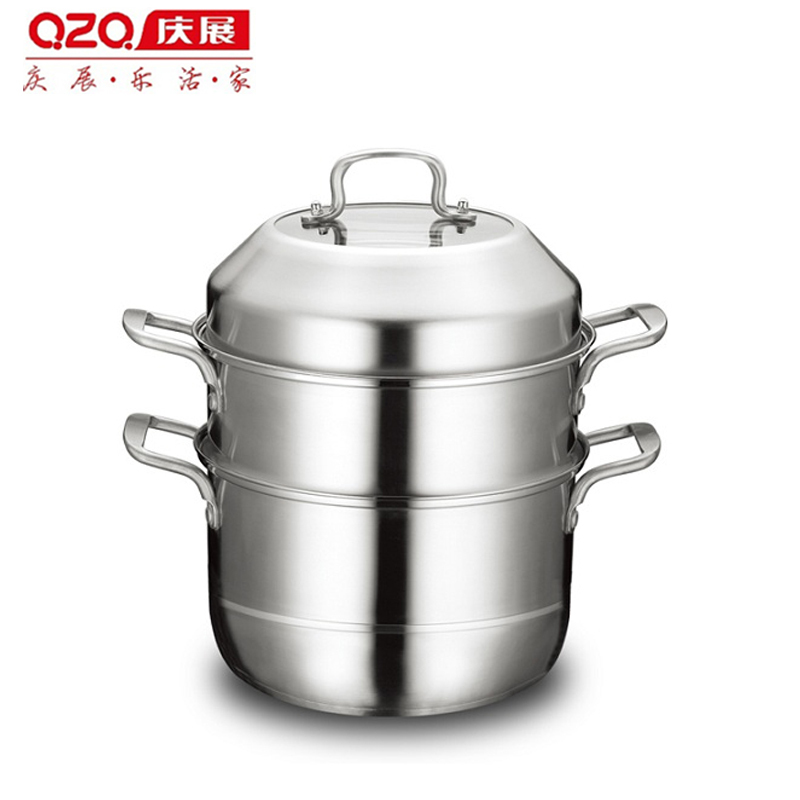 庆展 30cm复底不锈钢多用蒸锅 家用多层加厚复合蒸笼蒸汽锅 燃气电磁炉锅烹饪锅具PZ30-C3F