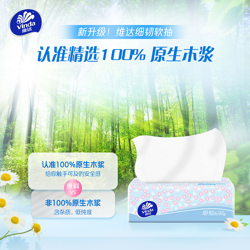 维达细韧抽纸3层S码100抽20包卫生纸 家用经济实惠装餐巾纸面巾纸卫生纸纸巾(整箱销售)(新旧包装交替发货)高清大图