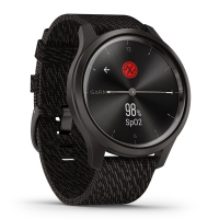佳明GARMIN Move Style 黑色表盘黑色尼龙编制表带 智能通知心率离线支付触屏指针式智能腕表时尚版