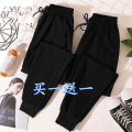 春夏季裤子女宽松显瘦大码女装可穿200斤胖妹妹裤子_882 5XL建议170-200斤 两件装【纯色+纯色】