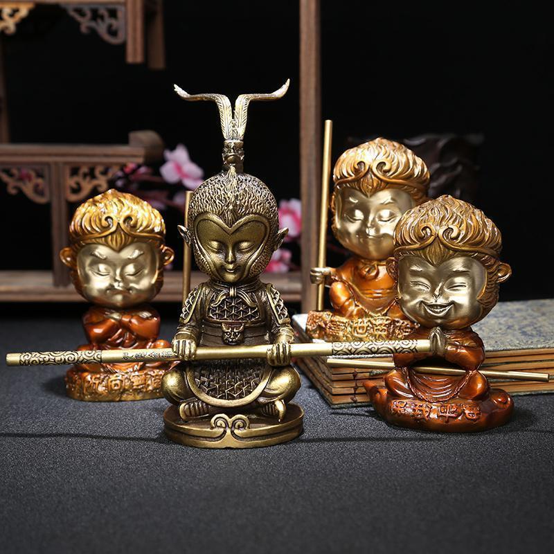 美帮汇齐天大圣摆件 金箍棒铜孙悟空佛像像办公室汽车车载摆件