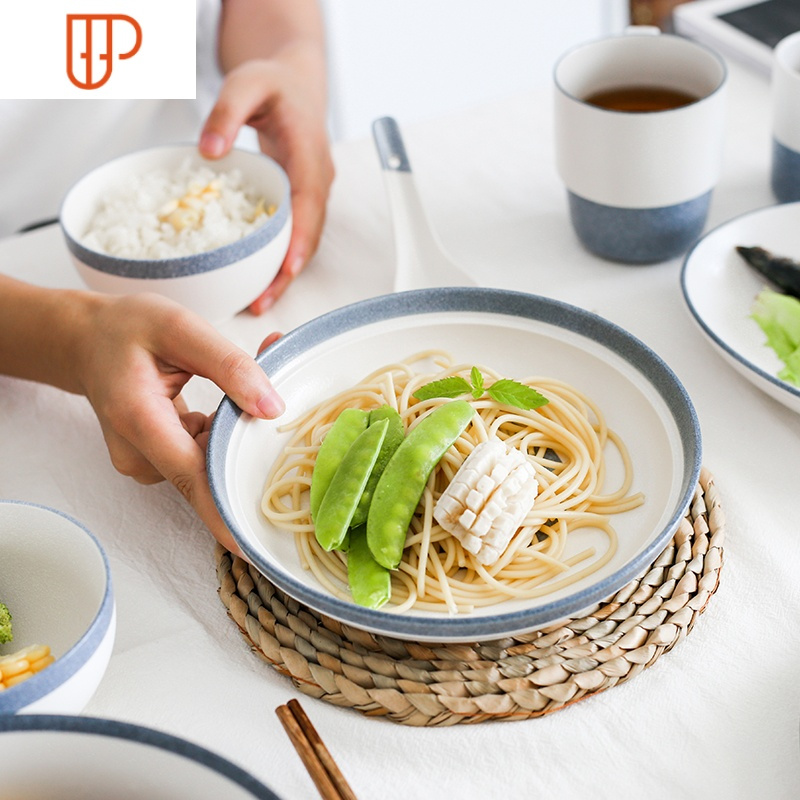 汤碗日式碗碟套装家用创意个性陶瓷面碗小清新餐具单个简约盘饭碗国泰