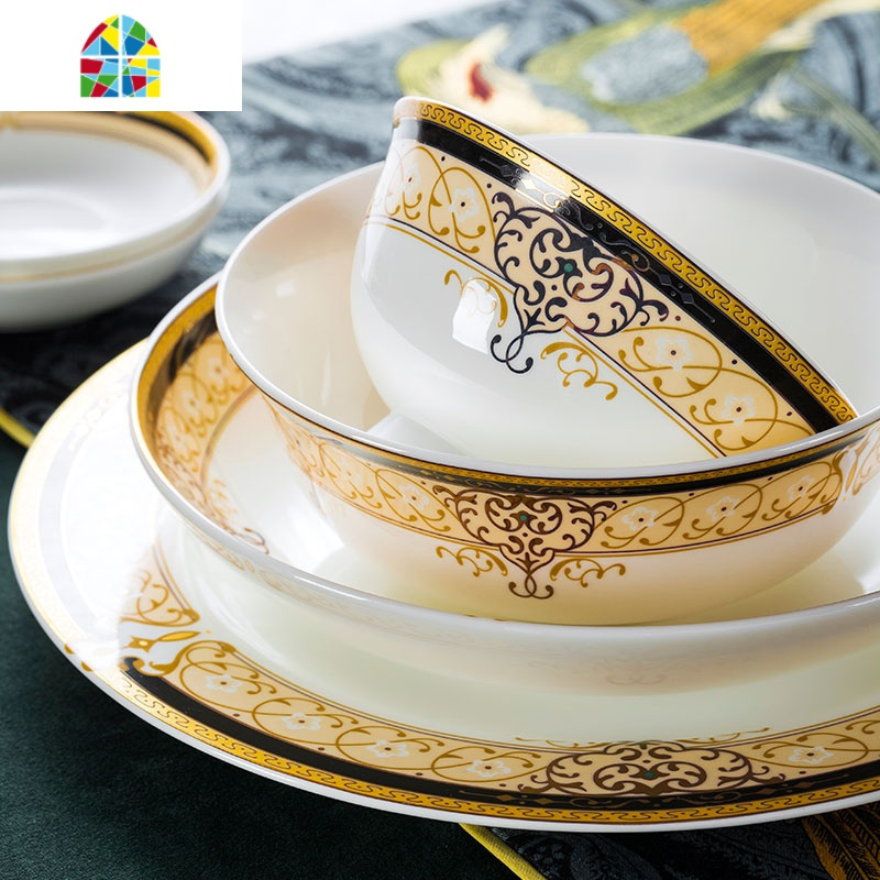 碗碟套装家用景德镇陶瓷餐具套装轻奢碗盘欧式碗筷组合送礼fenghou