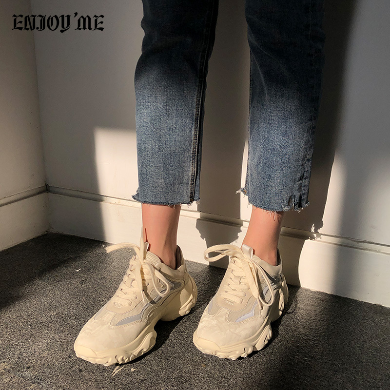 ENJOY’ME简单运动鞋厚底系带百搭老爹鞋20春季新款女鞋