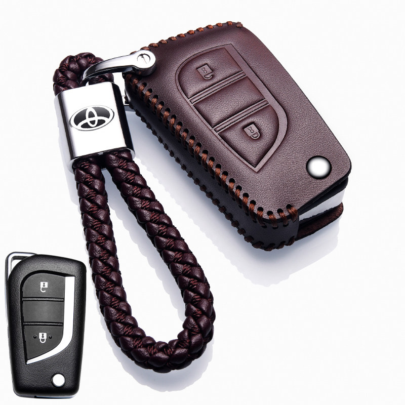 【补贴10%】威兰达钥匙套专用真皮2020款威兰达钥匙包扣专用高档男女士威兰达汽车钥匙包 丰田C款咖色+绳（插入式启动二键）