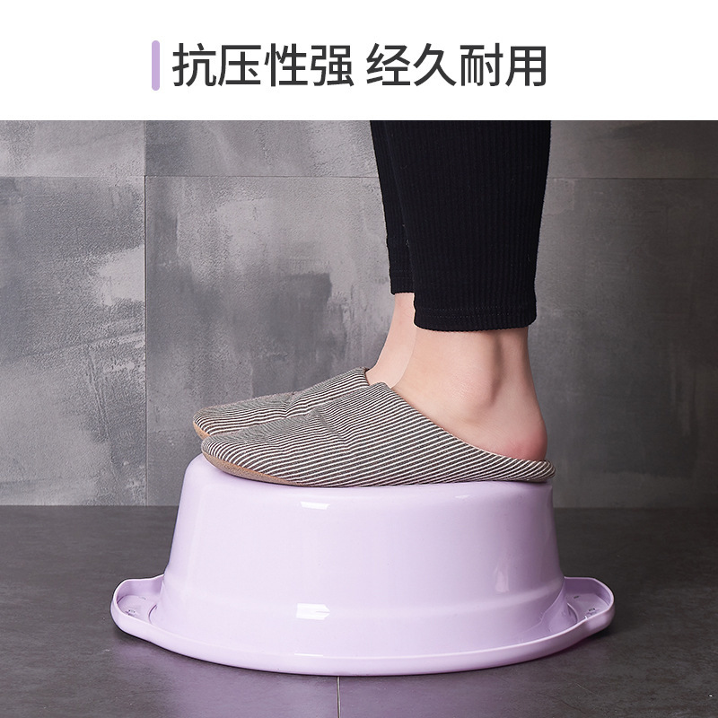 家用洗脸盆塑料盆加厚圆形洗菜盆搓衣盆洗衣服盆 中号350*120紫色 3个组