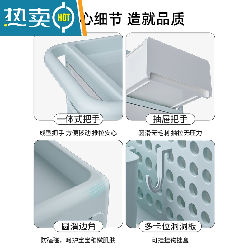 敬平加厚婴儿用品置物架小推车移动宝宝物品护理收纳架卧室床头零食柜高清大图